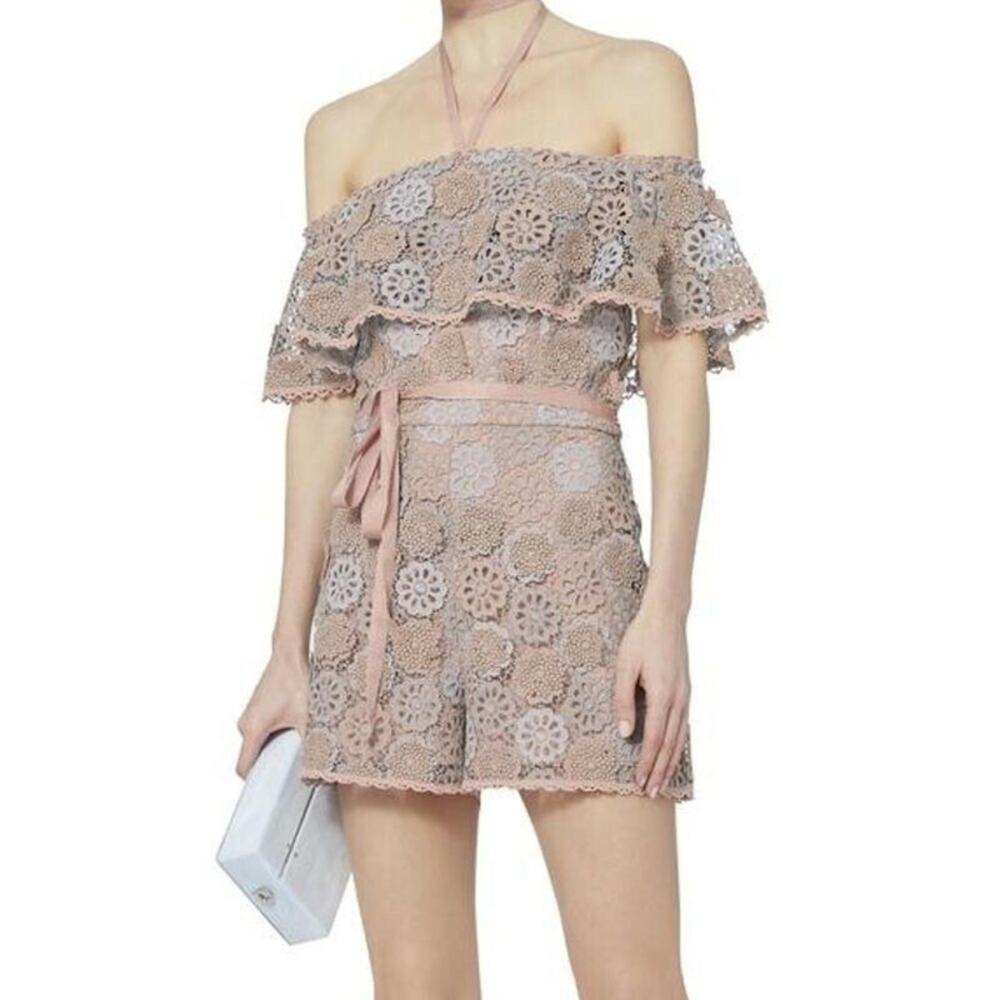 Alexis Boriana Floral Crochet Lace Romper Size XS